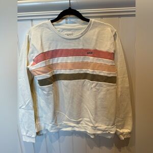 RIPCURL Ladies Women’s Size Small Cream Peachy Pink Striped Crew Neck Sw…